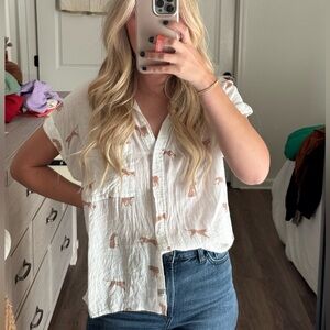 Rails White and Brown Button Down Shirt